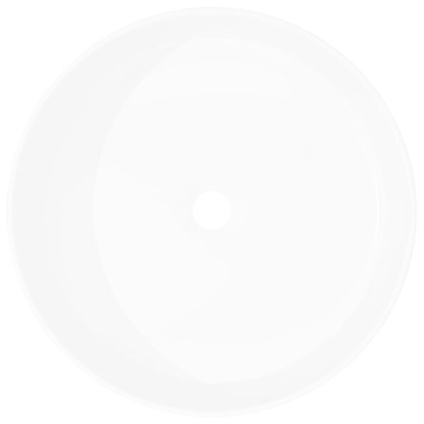 vidaXL Okrúhle keramické umývadlo, biele, 40x15 cm – Obrázok 3