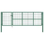 vidaXL Záhradná plotová brána so stĺpikmi 350x100 cm, oceľ, zelená