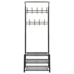 vidaXL Vešiak s regálmi na topánky 68x32x182,5 cm, čierny – Obrázok 2