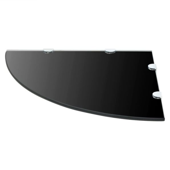 vidaXL Sklenená rohová polička s chrómovanou podperou, čierna, 45x45 cm – Obrázok 2