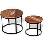 vidaXL Konferenčné stolíky 2 ks, recyklovaný masív, okrúhle 40cm/50cm – Obrázok 3