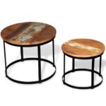 vidaXL Konferenčné stolíky 2 ks, recyklovaný masív, okrúhle 40cm/50cm – Obrázok 4