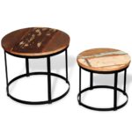 vidaXL Konferenčné stolíky 2 ks, recyklovaný masív, okrúhle 40cm/50cm – Obrázok 5