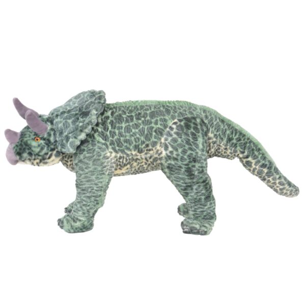 vidaXL Stojaci plyšový hračkársky dinosaurus triceratops, zelený XXL – Obrázok 2