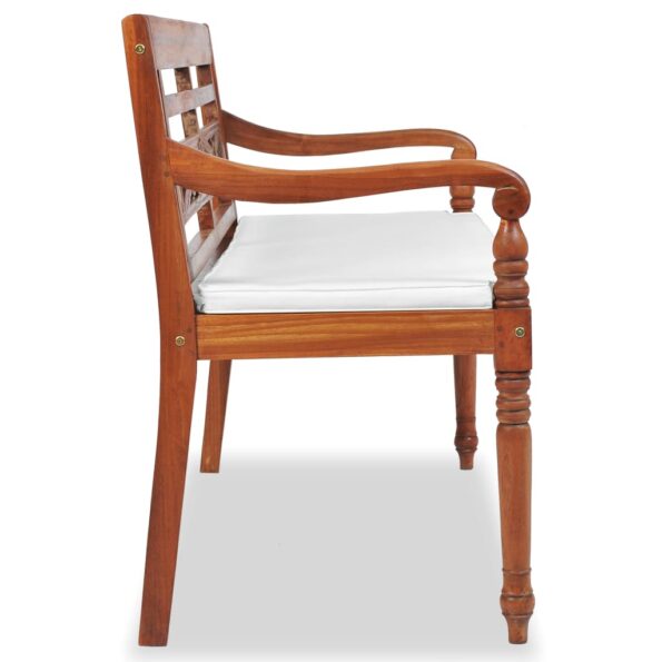 vidaXL Lavička Batavia s podložkami 120 cm, tíkové drevo – Obrázok 3