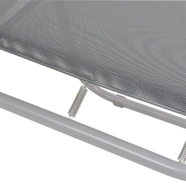 vidaXL 6-dielna vonkajšia jedálenská súprava oceľ a textilén sivá – Obrázok 12