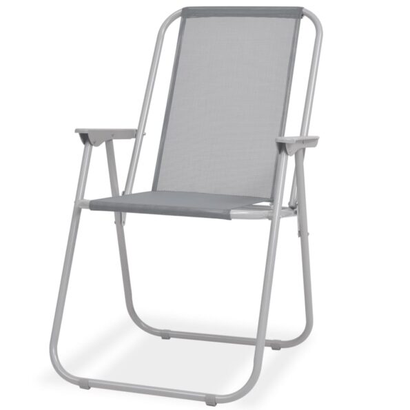 vidaXL 6-dielna vonkajšia jedálenská súprava oceľ a textilén sivá – Obrázok 7