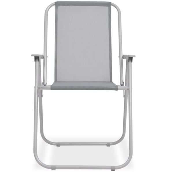 vidaXL 6-dielna vonkajšia jedálenská súprava oceľ a textilén sivá – Obrázok 8