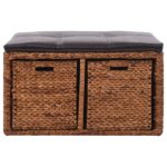 vidaXL Lavica s 2 košíkmi z morskej trávy 71x40x42 cm hnedá – Obrázok 3