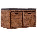 vidaXL Lavica s 2 košíkmi z morskej trávy 71x40x42 cm hnedá – Obrázok 4