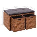vidaXL Lavica s 2 košíkmi z morskej trávy 71x40x42 cm hnedá – Obrázok 9