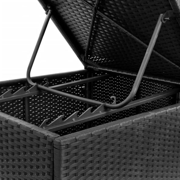 vidaXL Záhradné ležadlo s podložkou, polyratan, čierne – Obrázok 8