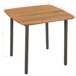vidaXL Záhradný stôl 80x80x72 cm, akáciový masív a oceľ – Obrázok 4