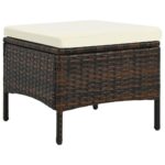 vidaXL 2-miestna záhradná pohovka s čajovým stolíkom a podnožkami hnedá polyratanová – Obrázok 7