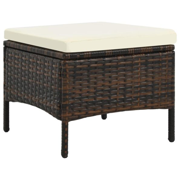 vidaXL 2-miestna záhradná pohovka s čajovým stolíkom a podnožkami hnedá polyratanová – Obrázok 7