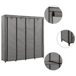 vidaXL Šatník so 4 priehradkami sivý 175x45x170 cm