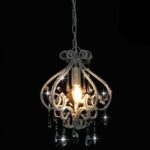 vidaXL Stropná lampa s krištálikmi, biela, okrúhla E14 – Obrázok 3