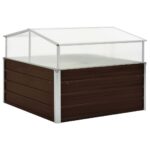 vidaXL Skleník hnedý 100x100x85 cm pozinkovaná oceľ