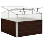 vidaXL Skleník hnedý 100x100x85 cm pozinkovaná oceľ – Obrázok 5