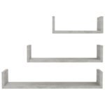 vidaXL Nástenné police 3 ks, betónovo sivé, kompozitné drevo – Obrázok 4