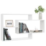 vidaXL Nástenné police, lesklé biele 104x20x58,5 cm, kompozitné drevo – Obrázok 3