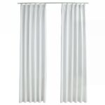 vidaXL Zatemňovacie závesy s háčikmi 2 ks, sivobiele 140x225 cm – Obrázok 2