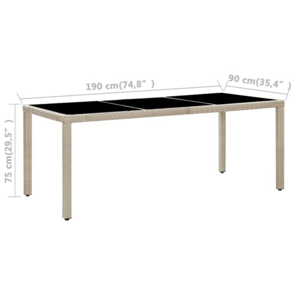 vidaXL 9-dielna vonkajšia jedálenská súprava+podložky,polyratan,béžová – Obrázok 11