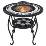 vidaXL Mozaikové ohnisko so stolom, čierno biele 68 cm, keramika – Obrázok 3