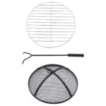 vidaXL Mozaikové ohnisko so stolom, čierno biele 68 cm, keramika – Obrázok 9