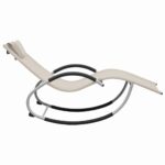 vidaXL Záhradné ležadlo s vankúšom krémové textilén – Obrázok 3