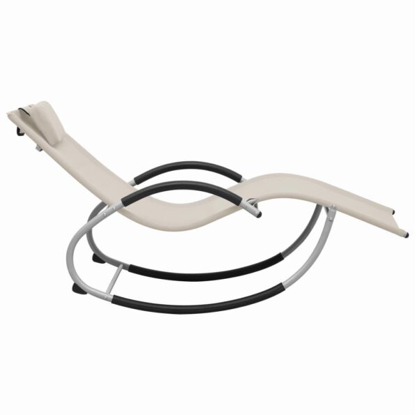 vidaXL Záhradné ležadlo s vankúšom krémové textilén – Obrázok 3