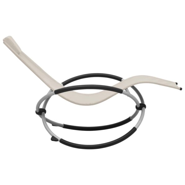 vidaXL Detské záhradné ležadlo, oceľ, krémové – Obrázok 3