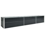 vidaXL Vyvýšený záhradný záhon, pozinkovaná oceľ 480x80x45cm, antracit – Obrázok 3
