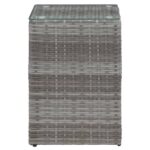 vidaXL Bočné stolíky so sklenenou doskou 3 ks sivé polyratanové – Obrázok 5