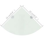 vidaXL Rohové poličky z bieleho skla s chrómovanými úchytkami 25x25 cm 2 ks – Obrázok 7