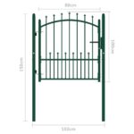 vidaXL Plotová brána s hrotmi oceľová 100x100 cm zelená – Obrázok 5
