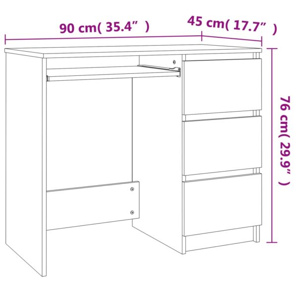 vidaXL Písací stôl, dub sonoma 90x45x76 cm, drevotrieska – Obrázok 8