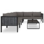 vidaXL 7-dielna záhradná sedacia súprava s vankúšmi polyratanová antracitová – Obrázok 2