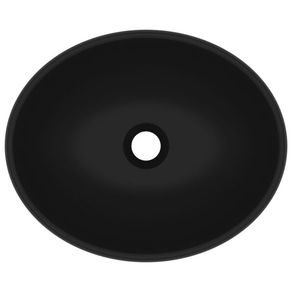 vidaXL Luxusné oválne umývadlo matné čierne 40x33 cm keramické – Obrázok 4