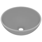vidaXL Luxusné umývadlo, okrúhle, matné svetlosivé 32,5x14 cm,keramika – Obrázok 2