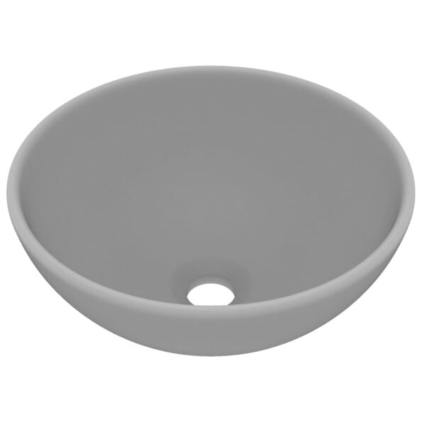 vidaXL Luxusné umývadlo, okrúhle, matné svetlosivé 32,5x14 cm,keramika – Obrázok 2