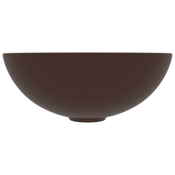 vidaXL Umývadlo do kúpeľne, keramika, tmavohnedé, okrúhle – Obrázok 3