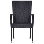 vidaXL Stohovateľné vonkajšie stoličky 4 ks polyratan čierne – Obrázok 3