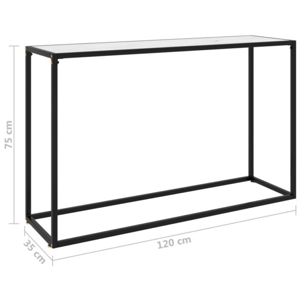 vidaXL Konzolový stolík biely 120x35x75 cm tvrdené sklo – Obrázok 6