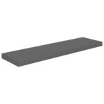 vidaXL Plávajúce nástenné police 2 ks, lesklé sivé 90x23,5x3,8 cm, MDF – Obrázok 4