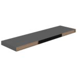vidaXL Plávajúce nástenné police 2 ks, lesklé sivé 90x23,5x3,8 cm, MDF – Obrázok 7