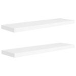 vidaXL Plávajúce nástenné police 2 ks, biele 90x23,5x3,8 cm, MDF – Obrázok 2