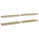 vidaXL Plávajúce nástenné police 4 ks, dubové 80x23,5x3,8 cm, MDF – Obrázok 2