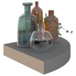 vidaXL Plávajúce rohové police 2 ks, lesklé sivé 25x25x3,8 cm, MDF – Obrázok 3