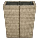 vidaXL Čajový stolík béžový 41,5x41,5x44 cm polyratan a tvrdené sklo – Obrázok 3